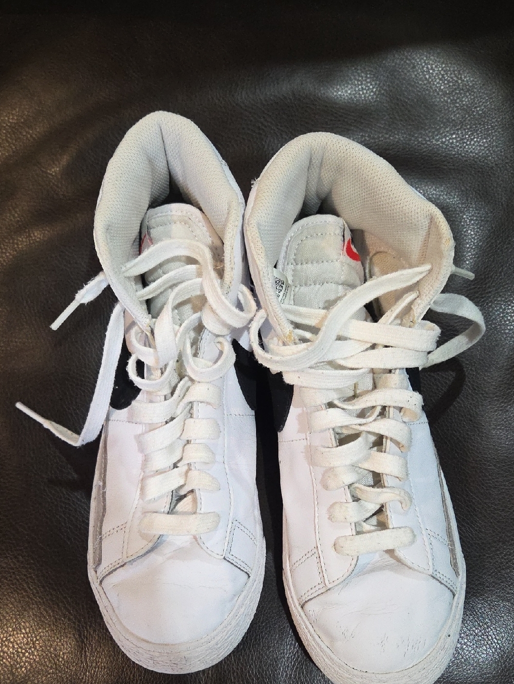 Nike Blazer 6.5y White High Top Sneakers with Black Swoosh